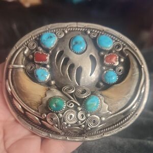 Percy Spencer signed - Navajo Sterling Silver Belt Buckle Vintage